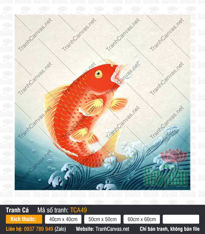 Bức Tranh Cá Chép TCA49, Tranh Cá Chép Treo Tường, Tranh Cá Đẹp, In Tranh Canvas Theo Yêu Cầu HCM