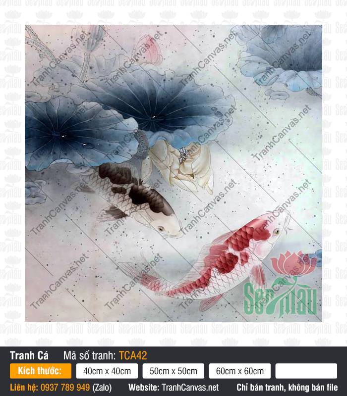 In Tranh Cá Chép TCA42, Tranh Canvas Cá Chép, Tranh Cá Đẹp, In Tranh Canvas
