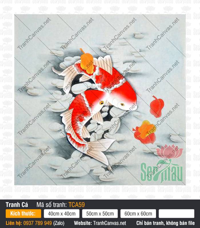 Tranh 2 Con Cá TCA59, Tranh Cá Đẹp, Tranh Canvas Đẹp