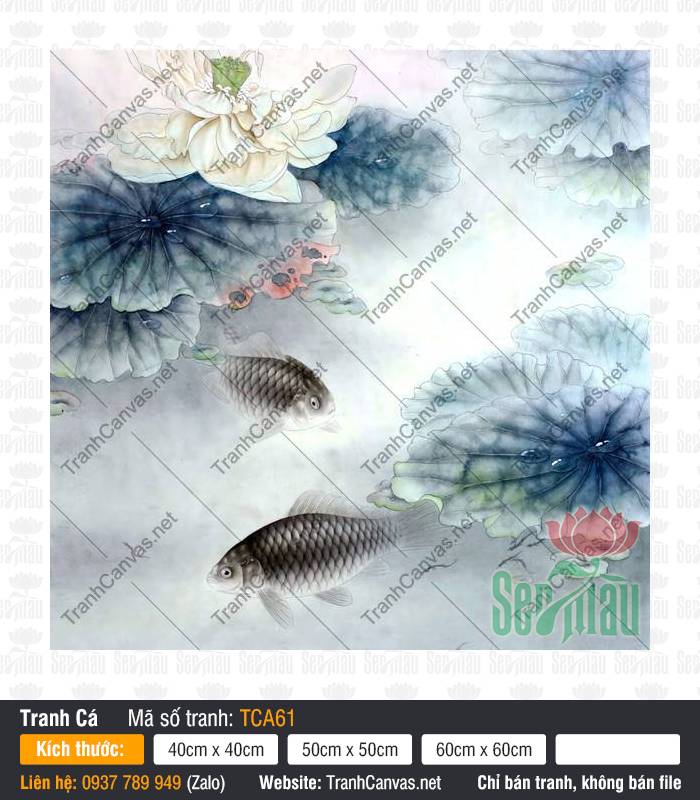 Tranh Cá Đẹp TCA61, Tranh Cá Chép Trong Phong Thủy, Tranh Canvas Hiện Đại