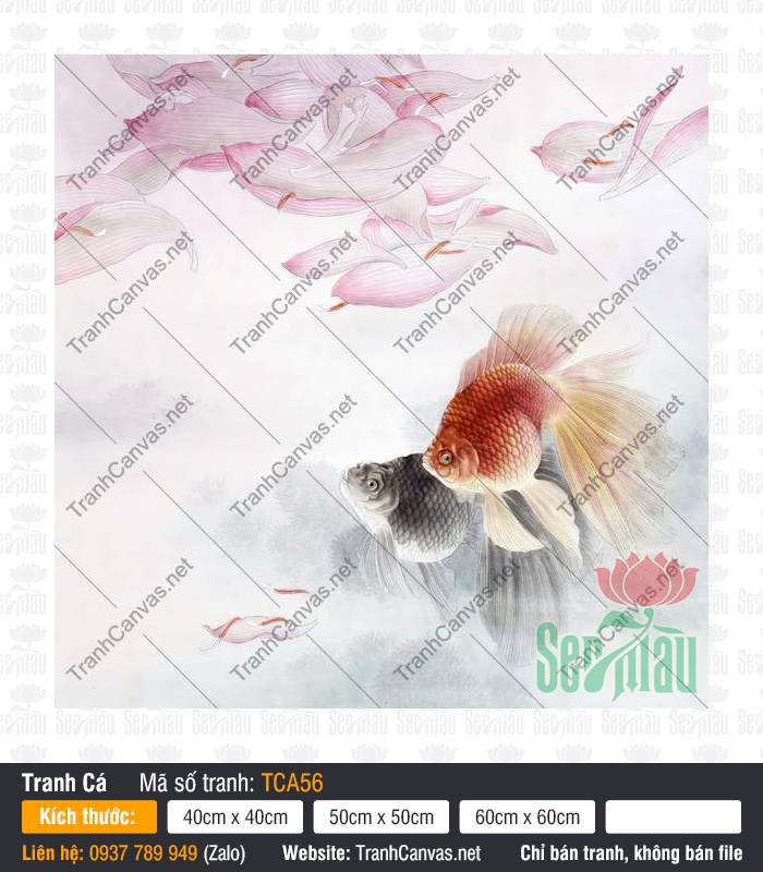 Tranh Cá Khổ Lớn TCA56, Tranh Cá Chép Đẹp Nhất, Tranh Cá Đẹp, In Tranh Vải Canvas