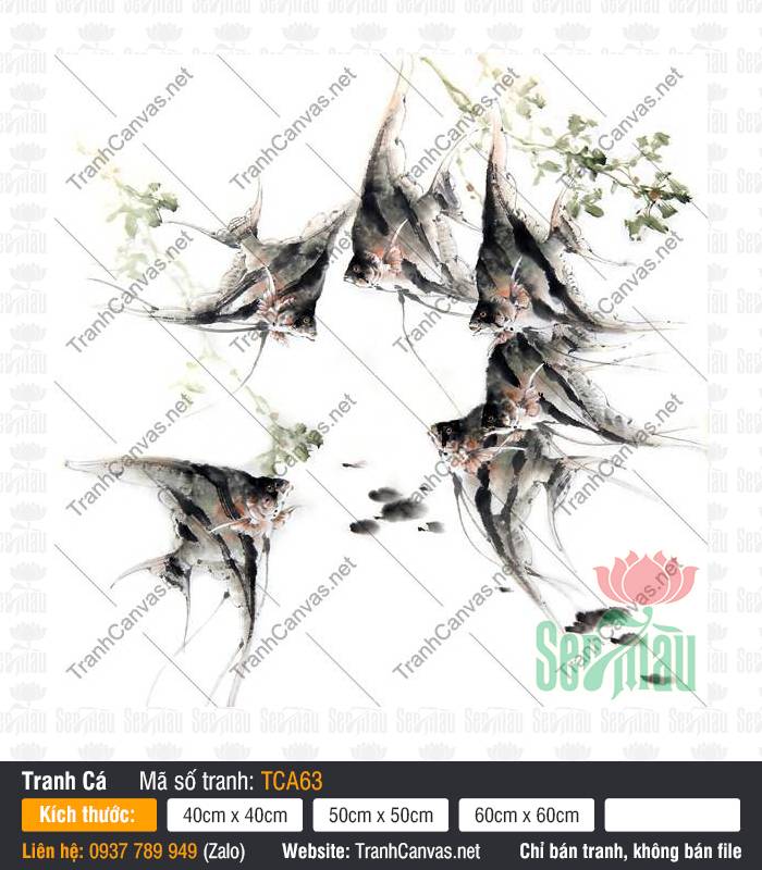 Tranh Cá Trang Trí TCA63, Tranh Cá Chép Phong Thủy, Tranh Cá Đẹp, Tranh Canvas Khổ To