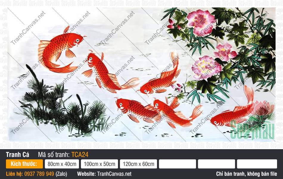 Tranh Canvas Cá Chép TCA24, Tranh Cá Chép Đẹp Nhất, Tranh Cá Đẹp, Tranh Canvas Treo Phòng Khách