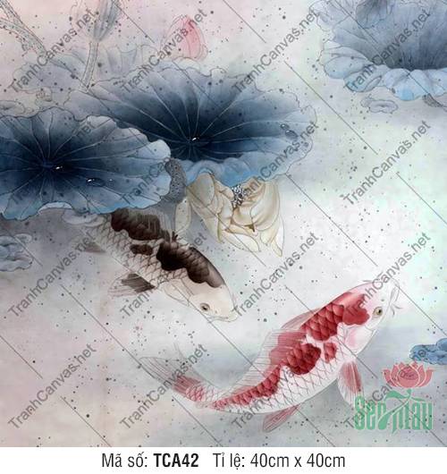 In Tranh Cá Chép TCA42, Tranh Canvas Cá Chép
