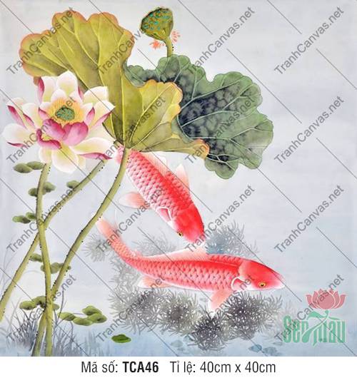 Tranh Cá Chép Đẹp TCA46, In Tranh Cá Chép