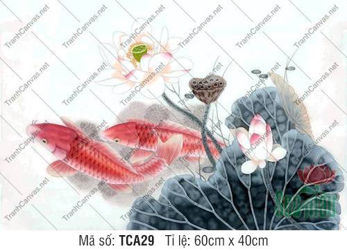 Tranh Cá Chép Phong Thủy Đẹp TCA29, Tranh Cá Chép