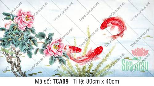 Tranh Cá Chép Phong Thủy TCA09, Bức Tranh Cá Chép