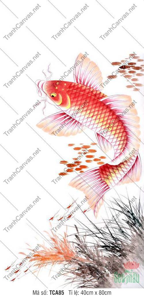 Tranh Cá Chép Phong Thủy TCA85, Bức Tranh Cá Chép