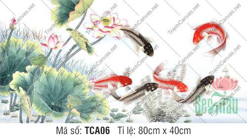Tranh Cá Chép TCA06, Tranh Cá Chép Phong Thủy Đẹp