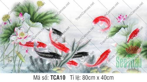 Tranh Cửu Ngư Phát Tài TCA10, In Tranh Cá Chép
