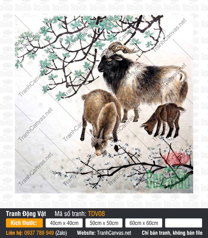Bức Tranh 3 Con Dê TDV08, Tranh Con Vật Đẹp, Tranh Động Vật, Tranh Canvas Phòng Khách