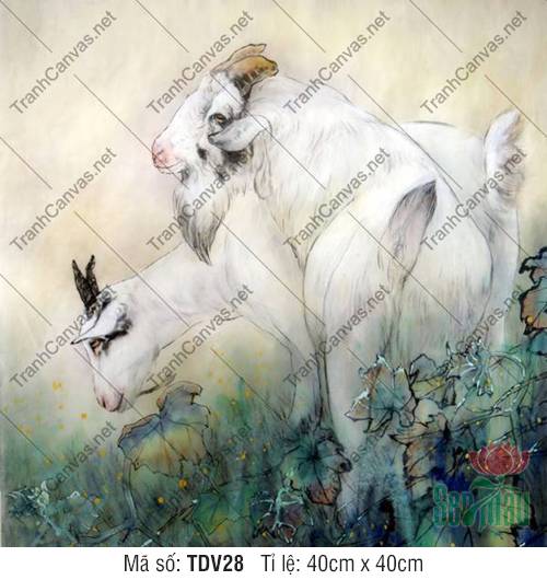 Tranh Con Dê Đẹp TDV28, Tranh Con Vật Dễ Thương