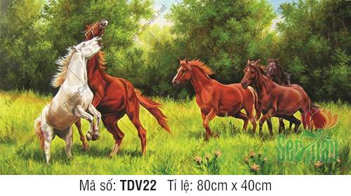 Tranh Ngựa Đẹp TDV22, Tranh Vẽ Con Vật Dễ Thương