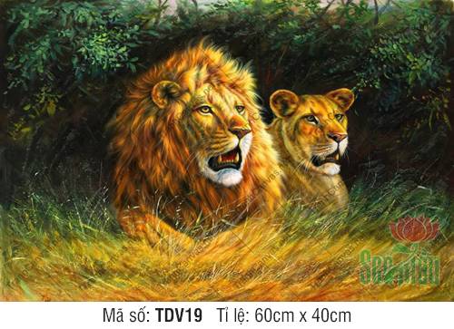 Tranh Sư Tử Đẹp TDV19, Tranh Con Vật Dễ Thương