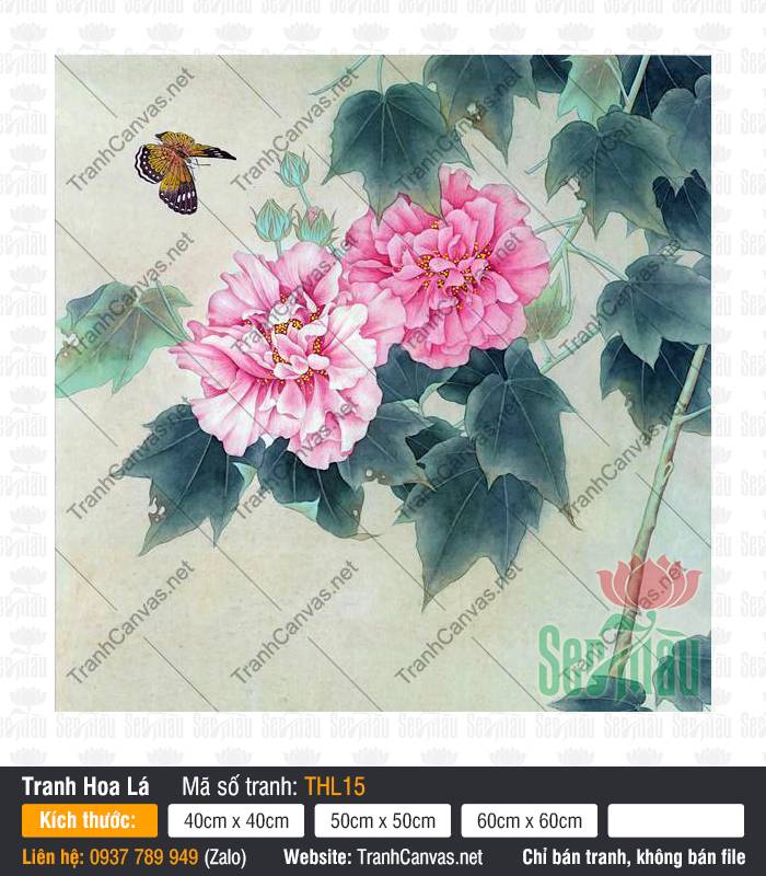 Tranh Hoa Bướm THL15, Tranh Hình Bông Hoa, Tranh Hoa Lá, Tranh Vải Canvas