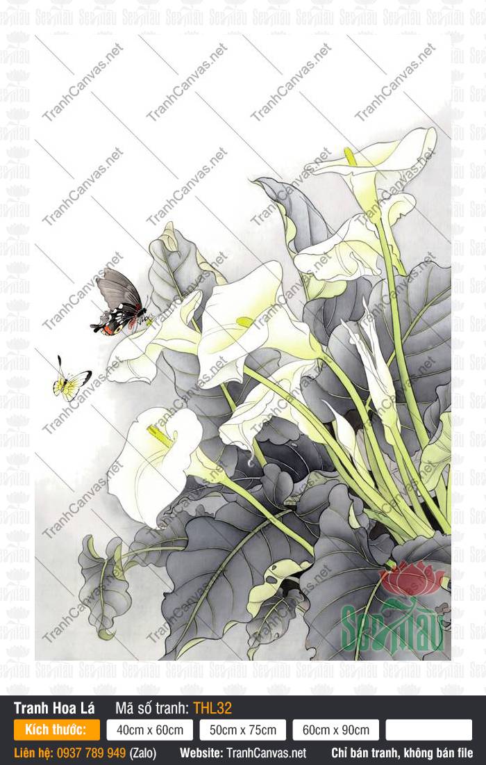 Tranh Hoa Bướm THL32, Tranh Hình Hoa, Tranh Hoa Lá, Tranh Trên Vải Canvas
