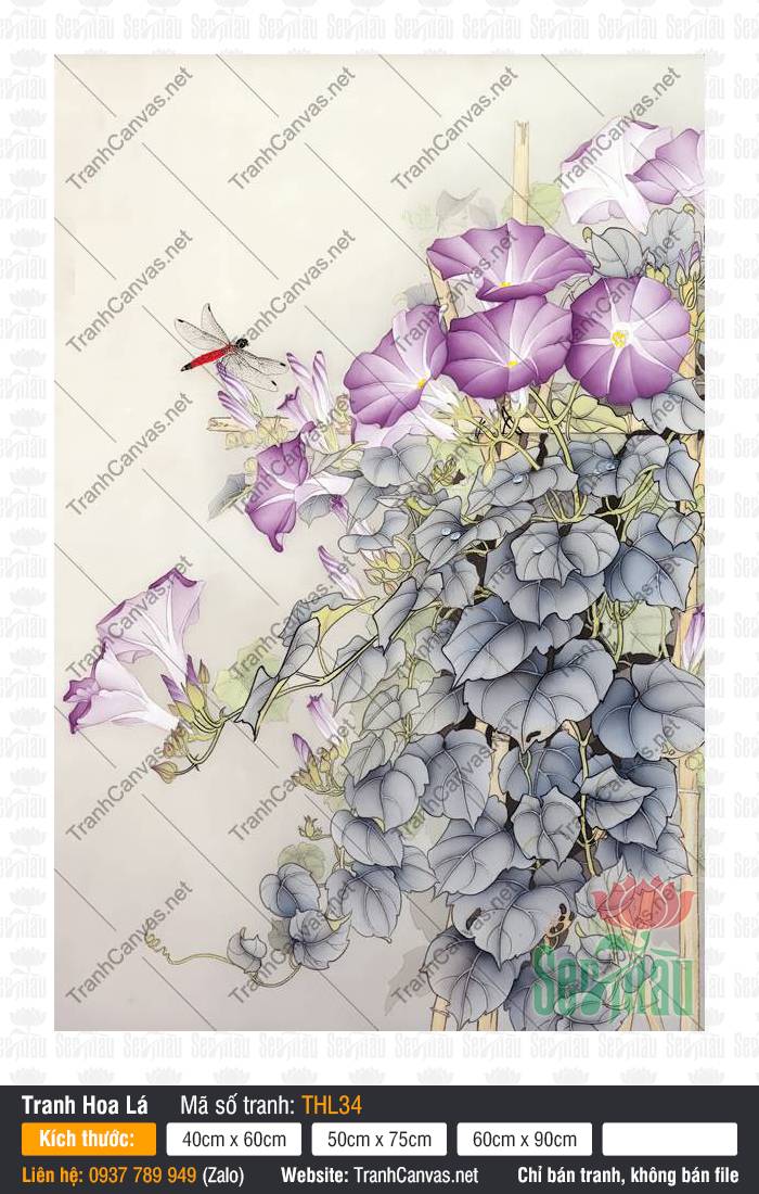 Tranh Hoa Đẹp THL34, Tranh Hoa Đẹp Treo Tường, Tranh Hoa Lá, Xưởng In Tranh Canvas