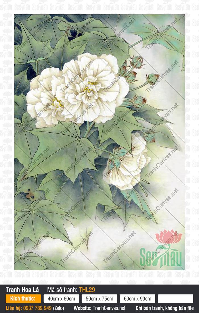 Tranh Hoa Đẹp Treo Phòng Khách THL29, Tranh Hoa Kích Thước Lớn, Tranh Hoa Lá, Tranh In Canvas Tường