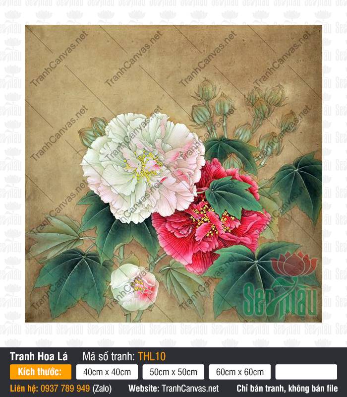 Tranh Hoa Đẹp Treo Tường THL10, Tranh Hoa Đẹp Nhất, Tranh Hoa Lá, Tranh Canvas Phong Thủy