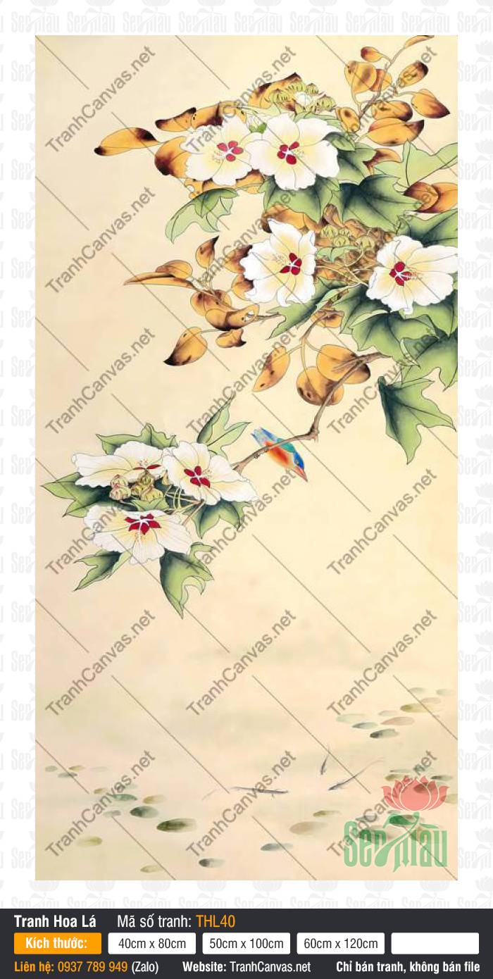 Tranh Hoa Đẹp Treo Tường THL40, Tranh Vẽ Hoa Lá, Tranh Hoa Lá, In Canvas HCM