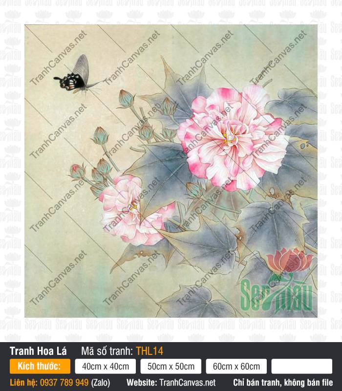 Tranh Hoa Và Bướm THL14, Tranh Hình Hoa, Tranh Hoa Lá, Tranh Canvas TPHCM