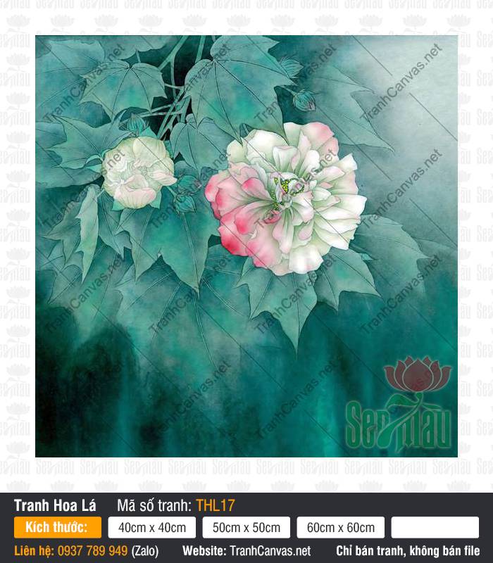 Tranh Vẽ Hoa Lá THL17, Tranh Hoa Treo Phòng Khách, Tranh Hoa Lá, Tranh Canvas Cao Cấp