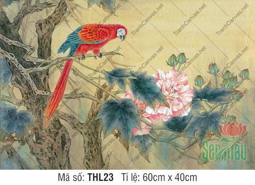 Tranh Chim Hoa THL23, Tranh Vẽ Hoa Đẹp