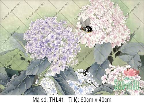 Tranh Hoa Cánh Bướm THL41, Tranh Vẽ Hoa Đẹp