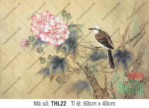 Tranh Hoa Và Chim THL22, Tranh Vẽ Hoa Lá