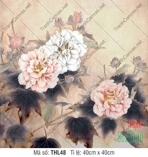 Tranh Vẽ Hoa Lá THL48, Tranh Hoa Khổ Lớn