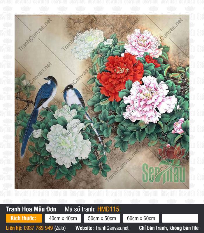 Hình Hoa Mẫu Đơn Đẹp Nhất HMD115, Hình Hoa Mẫu Đơn, Tranh Hoa Mẫu Đơn, Tranh Canvas