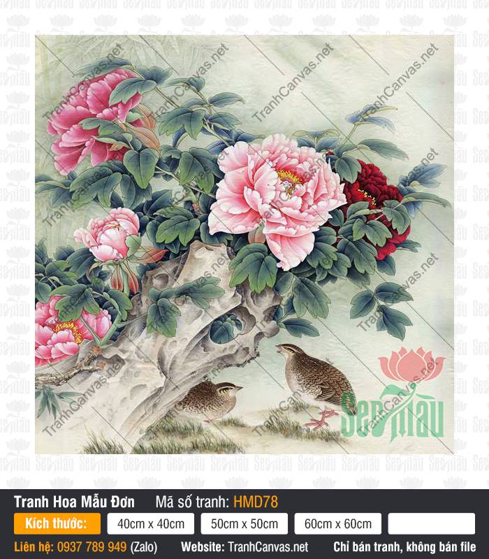 Những Bức Tranh Hoa Mẫu Đơn Đẹp Nhất HMD78, Tranh Hoa Mẫu Đơn Hiện Đại, Tranh Hoa Mẫu Đơn, Tranh Canvas Trang Trí