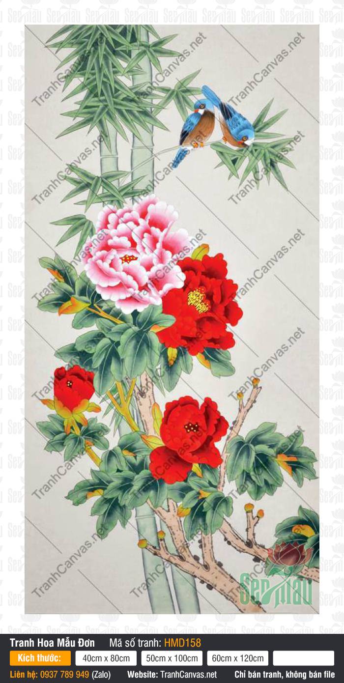 Tranh Hoa Mẫu Đơn Canvas HMD158, Tranh Hoa Mẫu Đơn, In Tranh Canvas Hồ Chí Minh