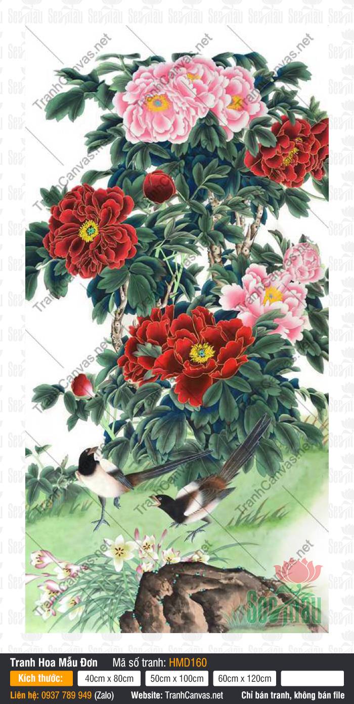 Tranh Hoa Mẫu Đơn Đẹp Nhất HMD160, Hình Hoa Mẫu Đơn, Tranh Hoa Mẫu Đơn, In Tranh Canvas Sài Gòn
