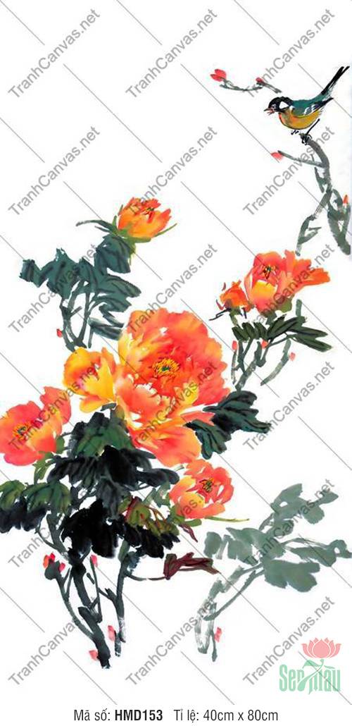Bức Tranh Hoa Mẫu Đơn HMD153, Tranh in Hoa Mẫu Đơn