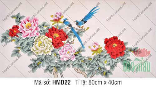 Bức Tranh Hoa Mẫu Đơn HMD22, Tranh Hoa Mẫu Đơn Đẹp