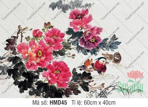 Hình Ảnh Hoa Mẫu Đơn May Mắn HMD45, Tranh Vẽ Hoa Mẫu Đơn Đẹp