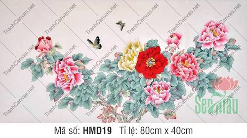 Hình Vẽ Hoa Mẫu Đơn Đẹp HMD19, Tranh in Hoa Mẫu Đơn