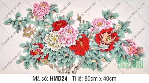 Mẫu Tranh Hoa Mẫu Đơn HMD24, Tranh Mẫu Đơn Phú Quý