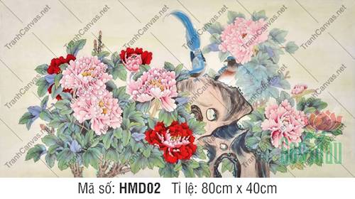 Tranh Hoa Mẫu Đơn Canvas HMD02, Hình Hoa Mẫu Đơn