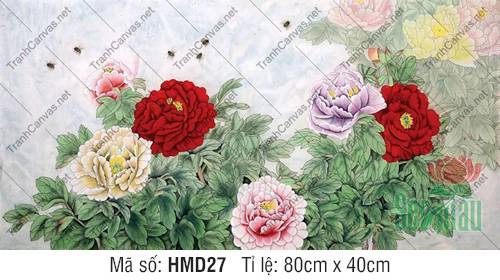 Tranh Hoa Mẫu Đơn Canvas HMD27, Hình Hoa Mẫu Đơn