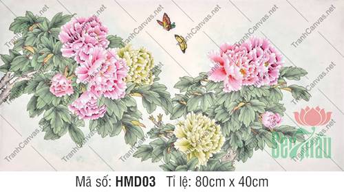 Tranh Hoa Mẫu Đơn Đẹp HMD03, Bức Tranh Hoa Mẫu Đơn