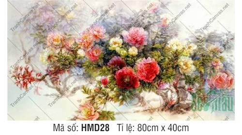 Tranh Hoa Mẫu Đơn Đẹp HMD28, Bức Tranh Hoa Mẫu Đơn