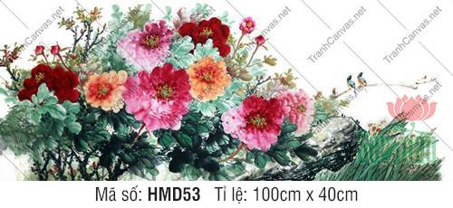 Tranh Hoa Mẫu Đơn Đẹp HMD53, Bức Tranh Hoa Mẫu Đơn
