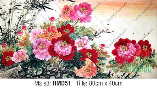 Tranh Hoa Mẫu Đơn HMD51, Hình Hoa Mẫu Đơn May Mắn