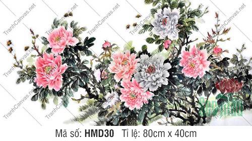 Tranh Hoa Mẫu Đơn Hiện Đại HMD30, Hình Hoa Mẫu Đơn