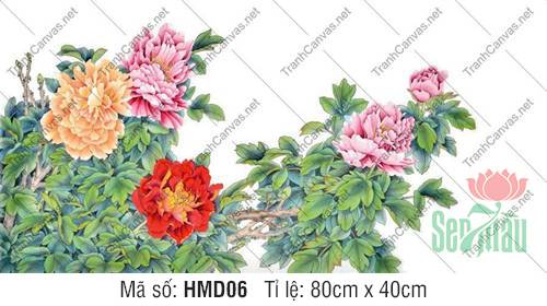 Tranh Hoa Mẫu Đơn Khổ Lớn HMD06, Hình Hoa Mẫu Đơn