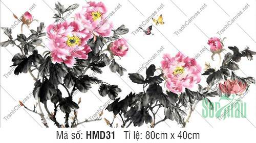 Tranh Hoa Mẫu Đơn Khổ Lớn HMD31, Hình Hoa Mẫu Đơn