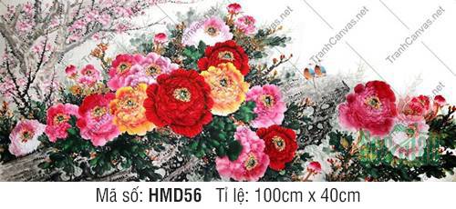 Tranh Hoa Mẫu Đơn Khổ Lớn HMD56, Hình Hoa Mẫu Đơn