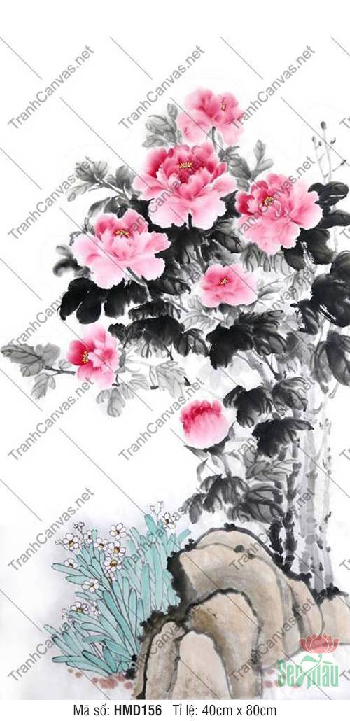 Tranh Hoa Mẫu Đơn May Mắn HMD156, Hình Hoa Mẫu Đơn